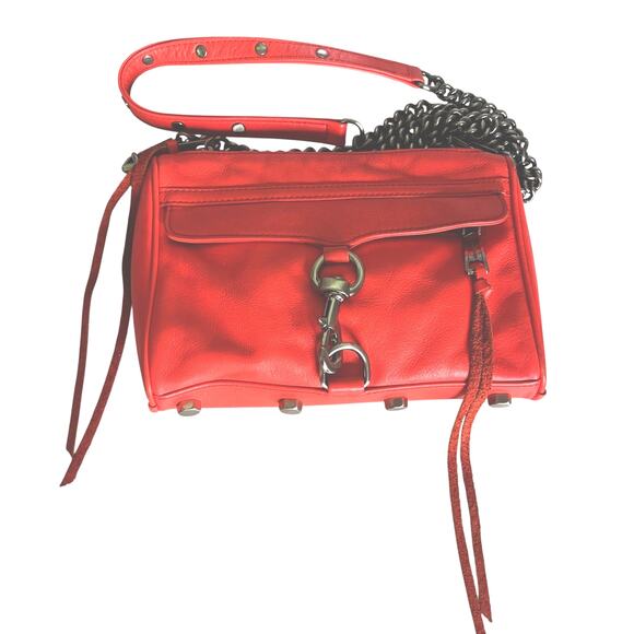 Rebecca Minkoff Handbags - Rebecca Minkoff Leather Mini Mac Clutch Crossbody Bag Convertible Tomato Red